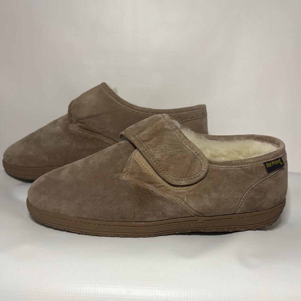 Old friend Genuine Sheepskin Suede  hard soled Slippers men’s size 14